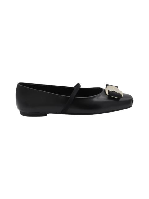 FERRAGAMO Black Leather Flats