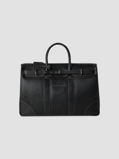 Brunello Cucinelli Men's Grained Calfskin Country Bag - Black