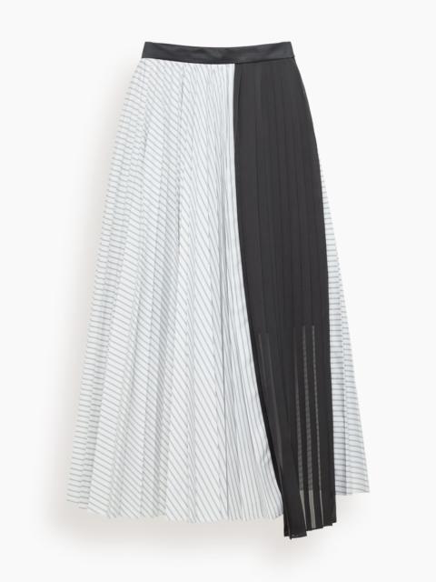 sacai Poplin Skirt in Off White Stripe x Black