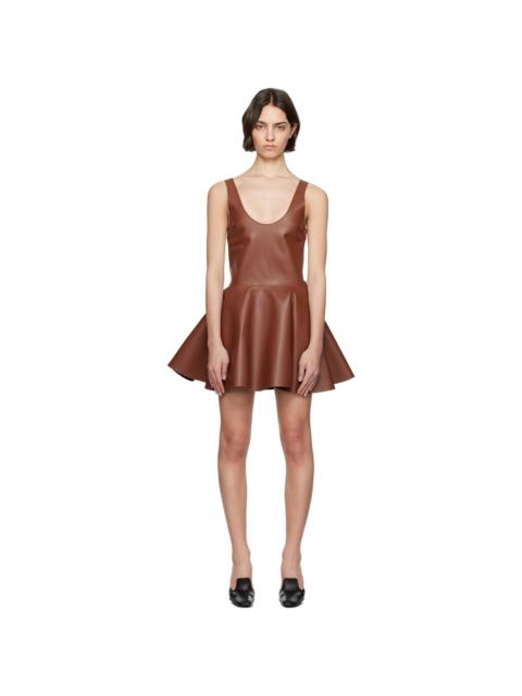 JW Anderson Brown Circle Skirt Leather Minidress
