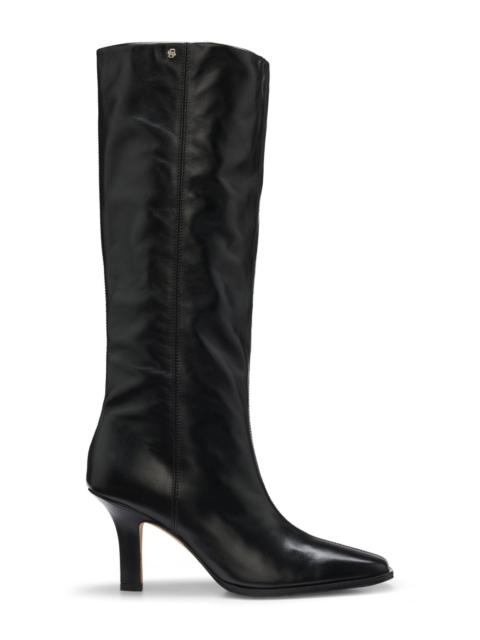 BOSS KNEE-HIGH LEATHER BOOTS WITH SQUARE TOE