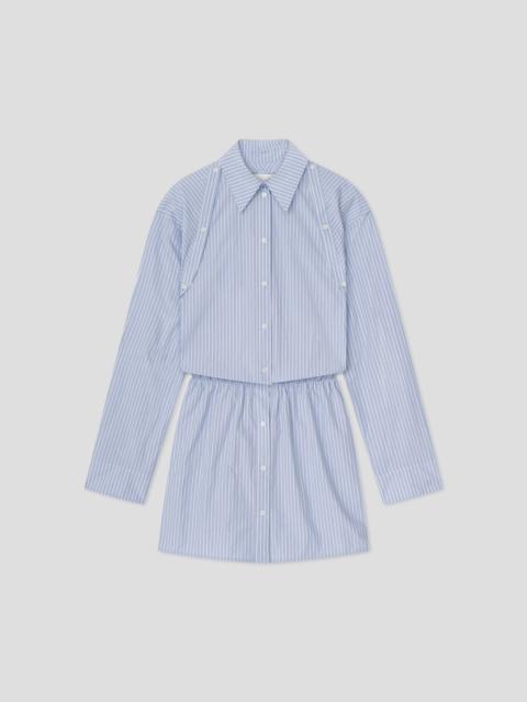 Nanushka Elastic Waist Shirt Dress With Button Off-Shoulder Detail