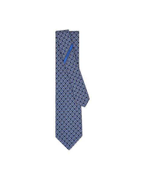FERRAGAMO gancini square print silk tie