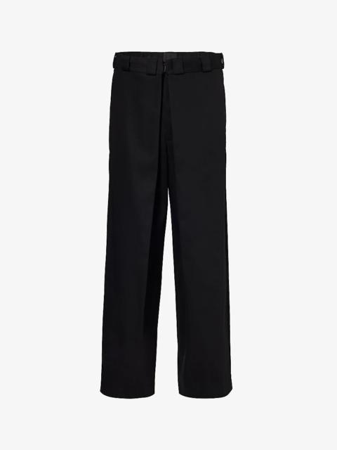 Givenchy Brand-appliquéd pleated regular-fit wide-leg woven trousers