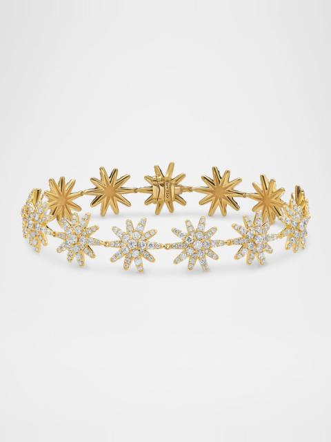 Starburst Pave Tennis Bracelet with Diamonds in 18K Gold, 12mm