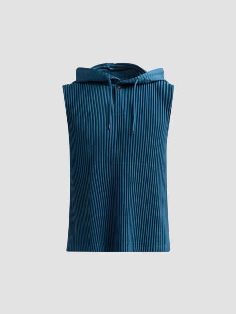 ISSEY MIYAKE Men Pleated Hooded Tank - Shadow Blue