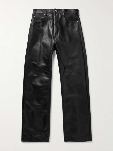 Rick Owens Geth Straight-Leg Oiled-Leather Jeans