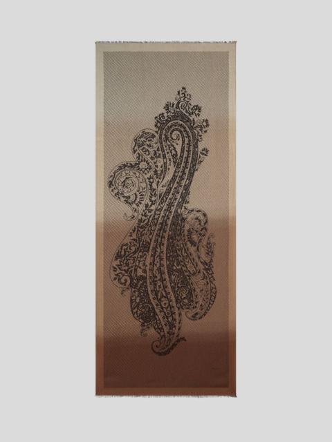 JACQUARD SCARF WITH PLACED PAISLEY MOTIF