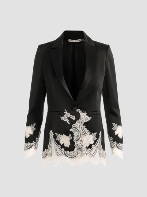 Alice + Olivia Women's Breann Floral-Embroidered Blazer - Black Chino