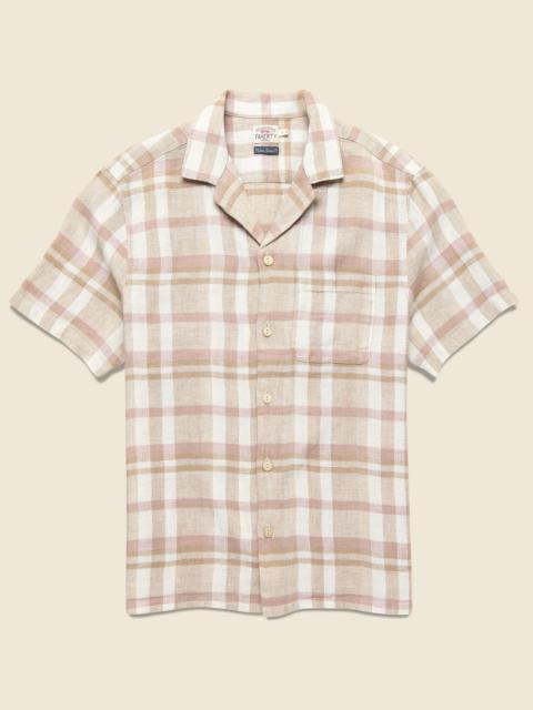 FAHERTY Palma Linen Shirt - Mauve Sand Plaid