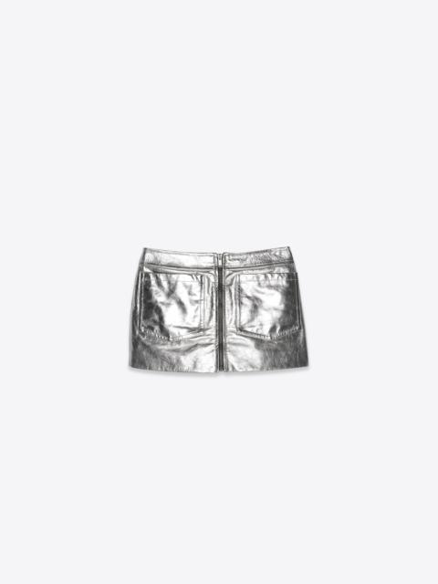 SAINT LAURENT zipped mini skirt in lamé calfskin