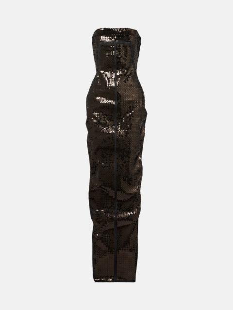 Rick Owens Sequined denim bustier gown