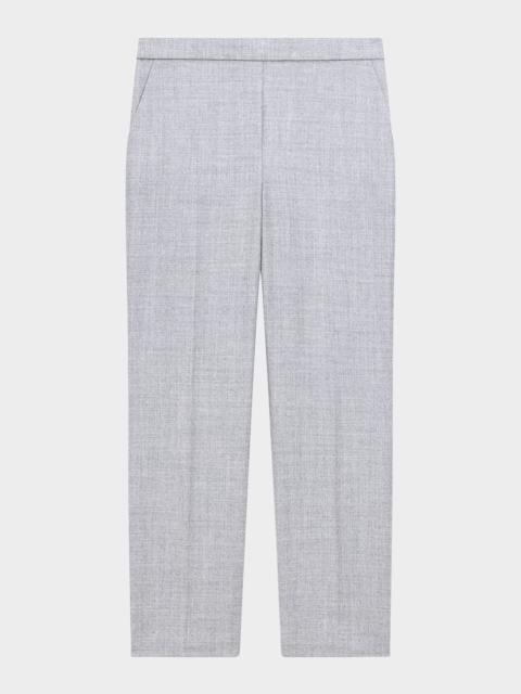 Theory Treeca Virgin Wool Flannel Cropped Pull-On Pants