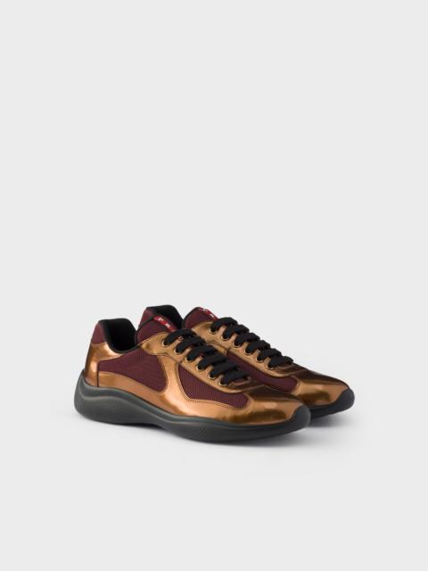 Prada Prada America's Cup metallic leather and bike fabric sneakers