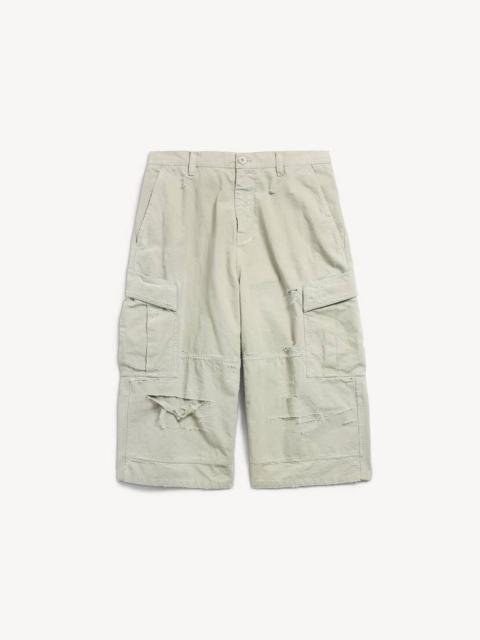 BALENCIAGA Men's Cropped Cargo Pants in Military Beige