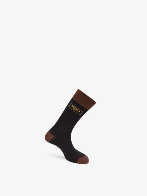 FENDI Black cotton socks