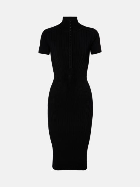 MUGLER Ribbed-knit midi dress