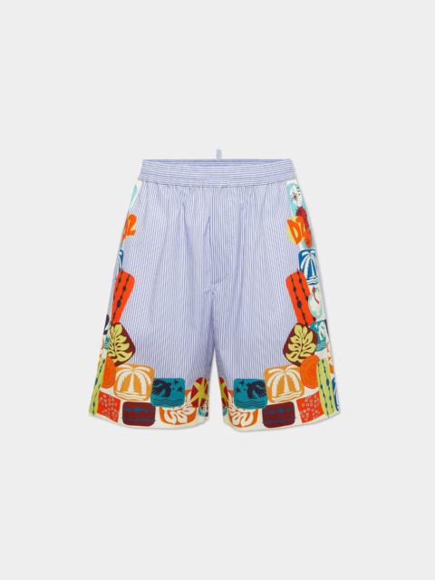 SUMMER LOVERS ELASTIC PINSTRIPE BOXER SHORTS