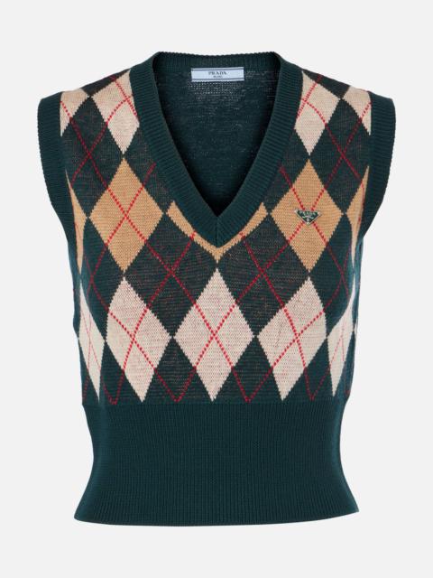 Prada Argyle virgin wool sweater vest
