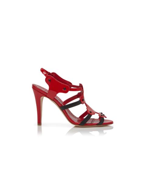 Red Patent Leather Strappy Sandals