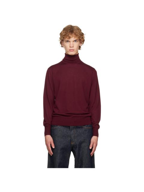 Dries Van Noten Burgundy Merino Wool Turtleneck
