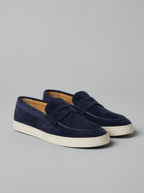Suede loafer sneakers with natural rubber sole