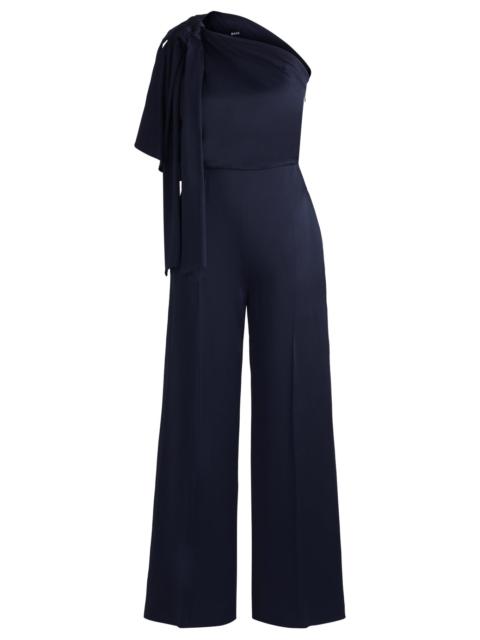 BOSS ONE-SHOULDER JUMPSUIT WITH TIE NECKLINE