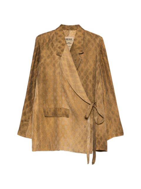 UMA WANG diamond-pattern tie-waist blazer