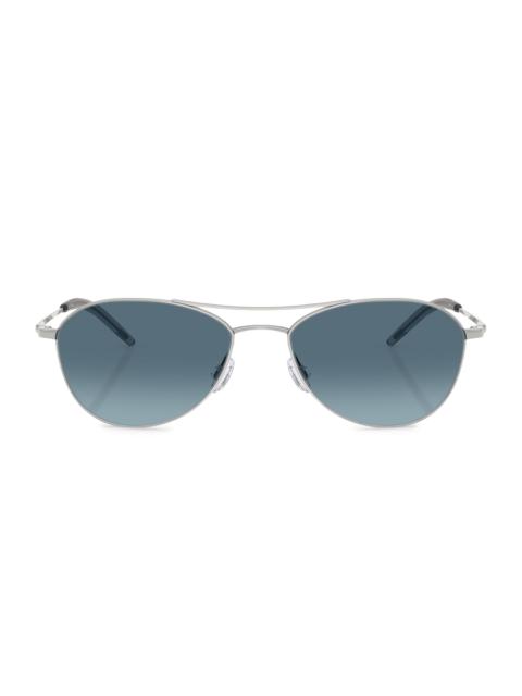 Oliver Peoples Women's Aero Ii 57MM Aviator Sunglasses - Silver Blue