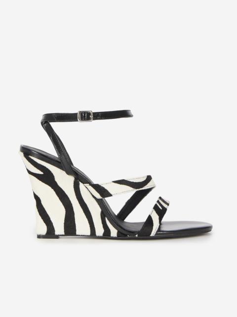 The Kooples ZEBRA FOAL-EFFECT WEDGE-HEELED SANDALS