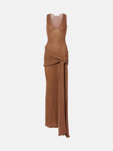 AYA MUSE Alula belted lamé maxi dress