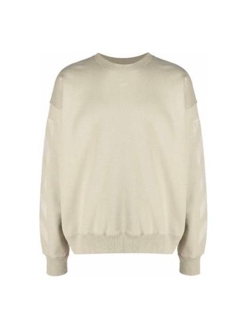 Off-White Men's Off-White FW21 Logo Pattern Round Neck Pullover Loose Fit Cream Yellow OMBA054F21FLE0071717