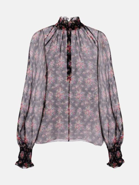 Dolce & Gabbana Floral ruffled sheer silk blouse