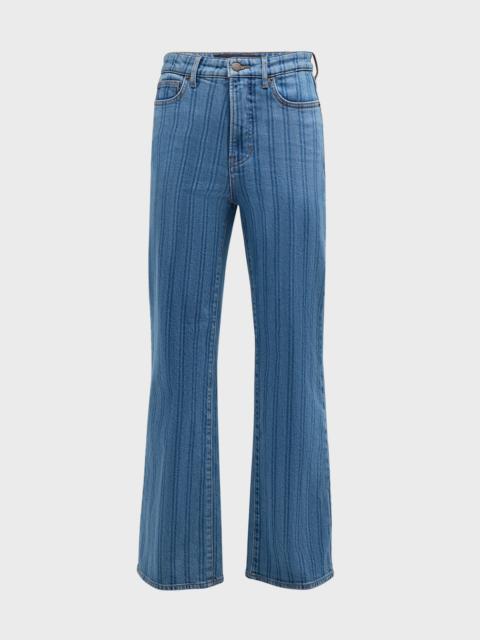 VERONICA BEARD Crosbie Cropped Wide-Leg Stripe Jeans