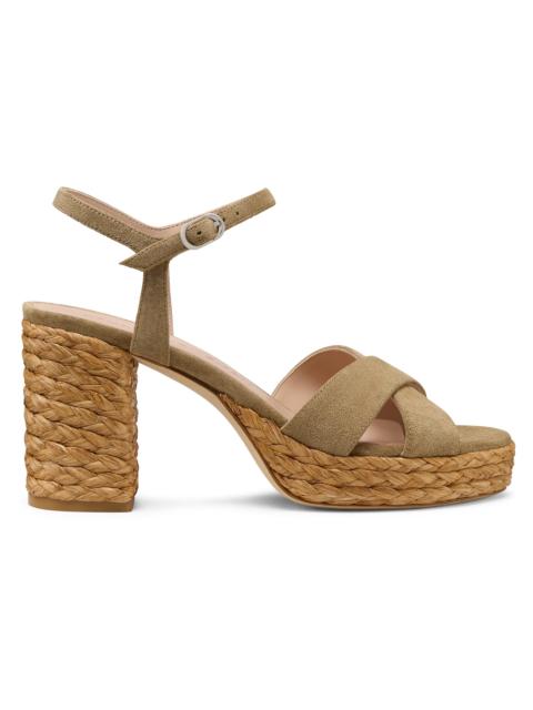 Stuart Weitzman Women's Dayna 80MM Platform Espadrille Sandals - Golden Olive