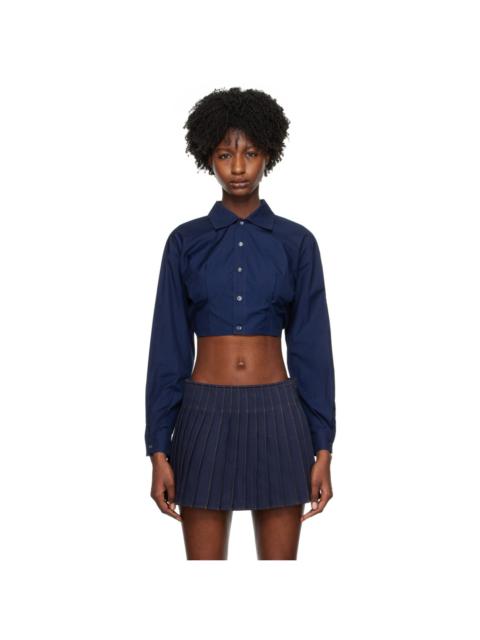 AMI Paris tie-detail cropped cotton shirt