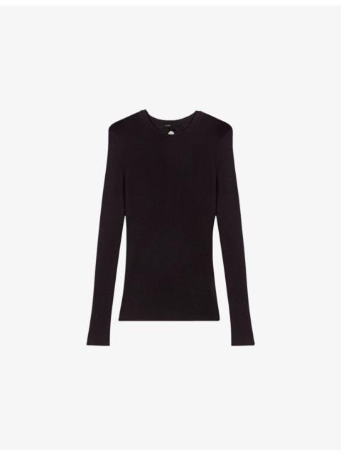 maje Ribbed Long-Sleeve Silk-Wool Blend Knitted Jumper