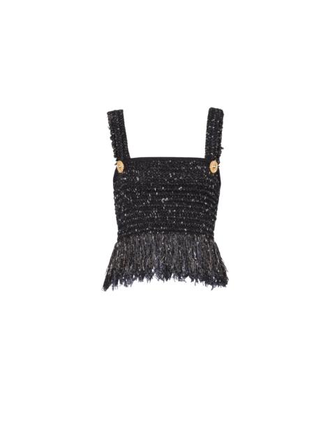 Balmain Lurex tweed strappy top