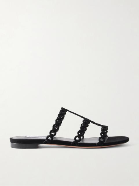 AQUAZZURA Infinity Chain Perforated Suede Flats