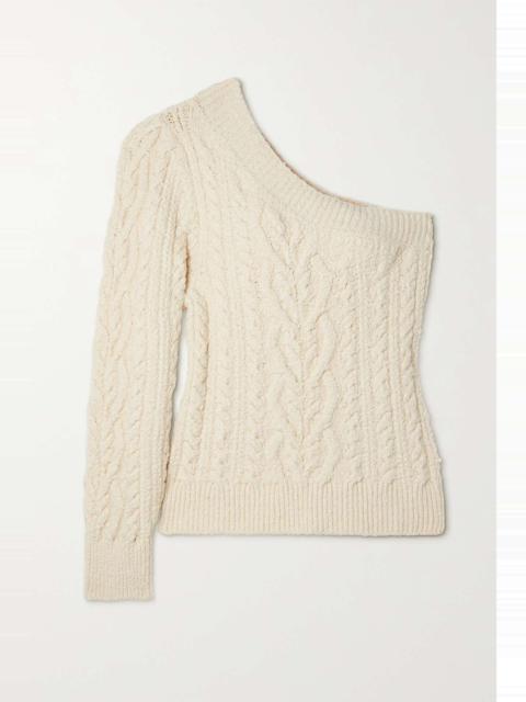 Isabel Marant Blaine one-shoulder cable-knit cotton-blend sweater