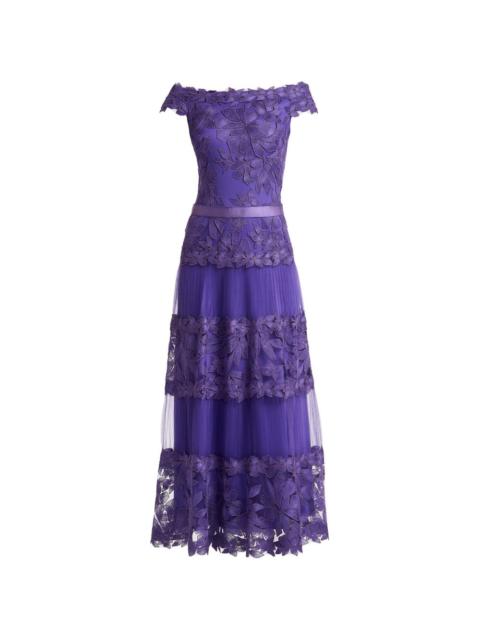 TADASHI SHOJI floral off-shoulder midi dress