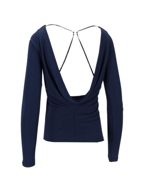 ELISABETTA FRANCHI gathered-detail long-sleeved blouse