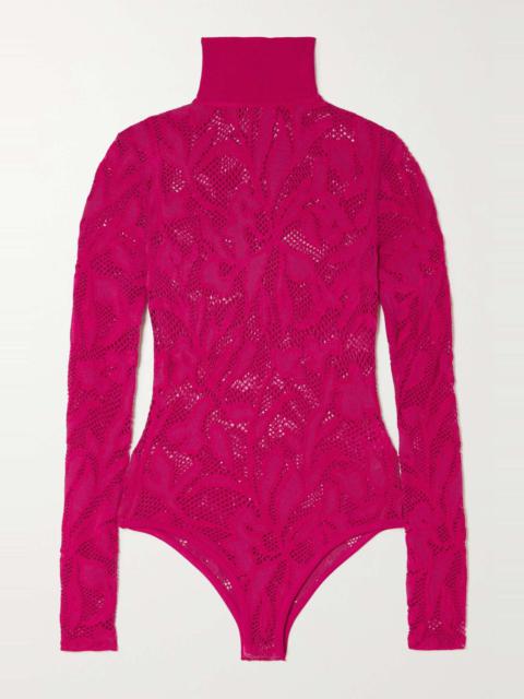 Lace turtleneck bodysuit