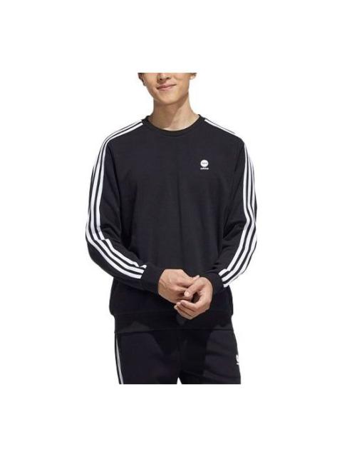 Men's adidas neo Side Stripe Sports Pullover Round Neck Black HD4668