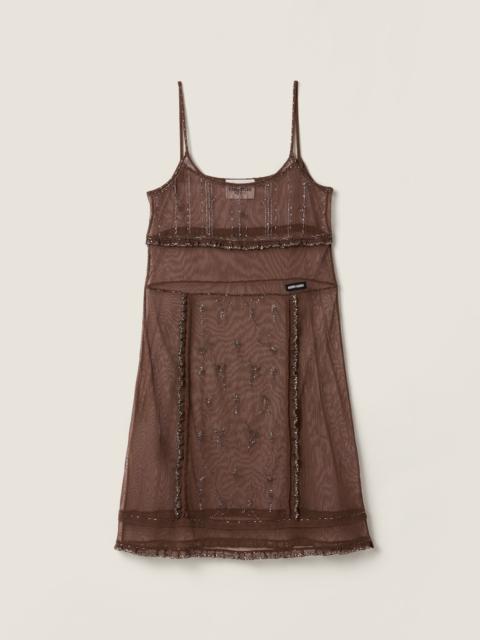Miu Miu Embellished tulle dress