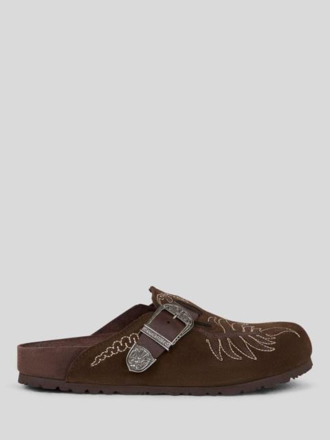 Etro BIRKENSTOCK BY ETRO EMBROIDERED SUEDE BOSTON CLOGS