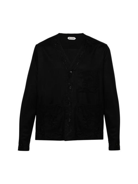 Dumas floral-embroidered twill overshirt