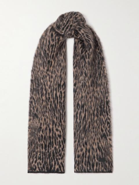 SAINT LAURENT Leopard-print Mohair-blend Scarf