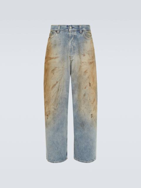 Distressed wide-leg jeans