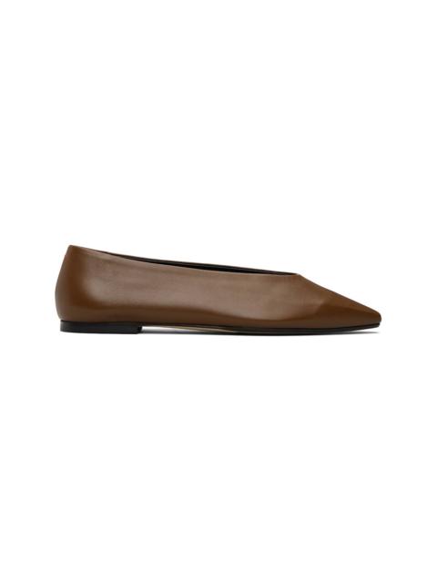 Aeyde Brown Betty Square-Toe Ballerina Flats